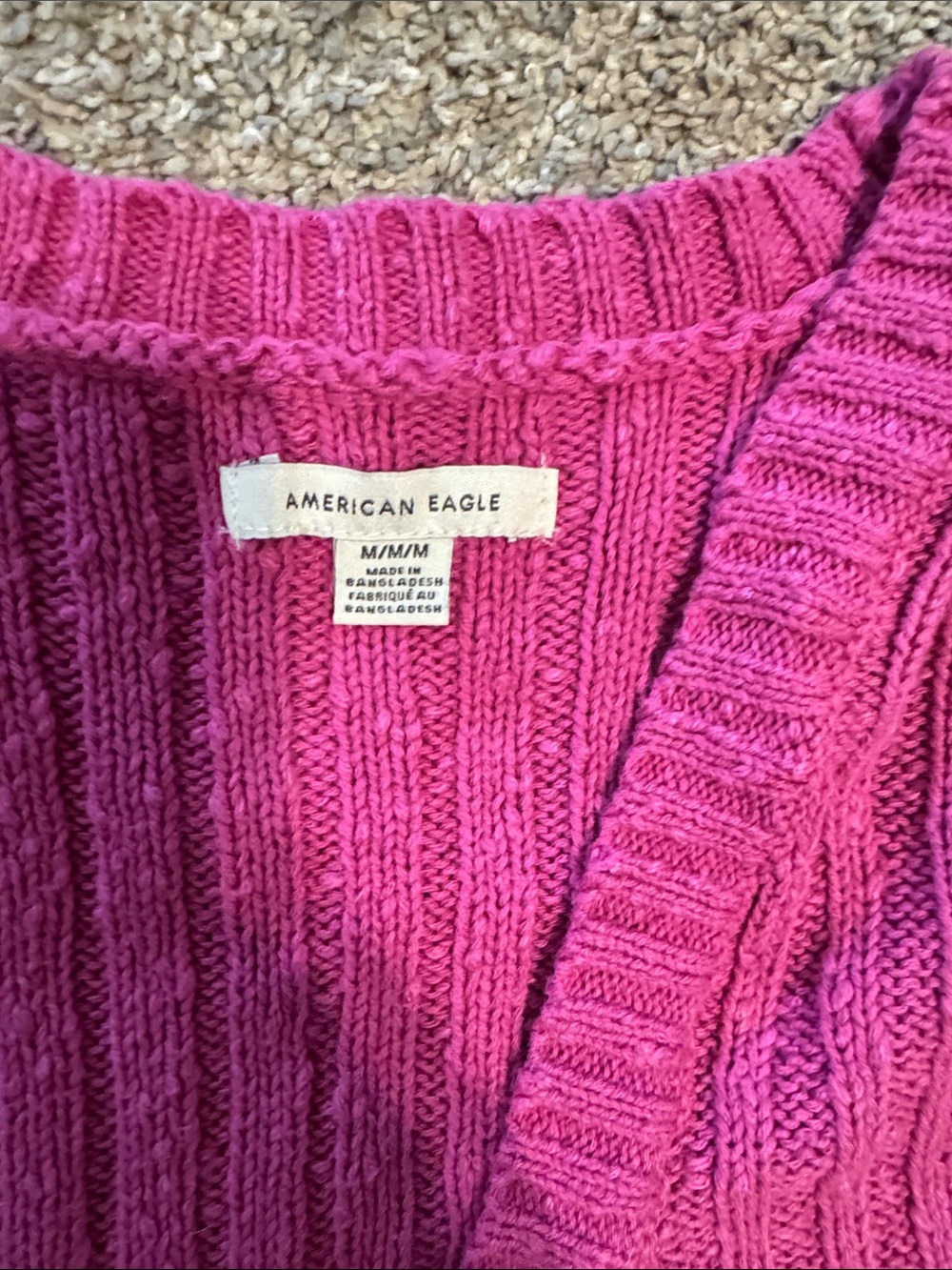 American Eagle Outfitters Hot Pink Ribbed Button-Up Cardigan - Picture 2 of 4